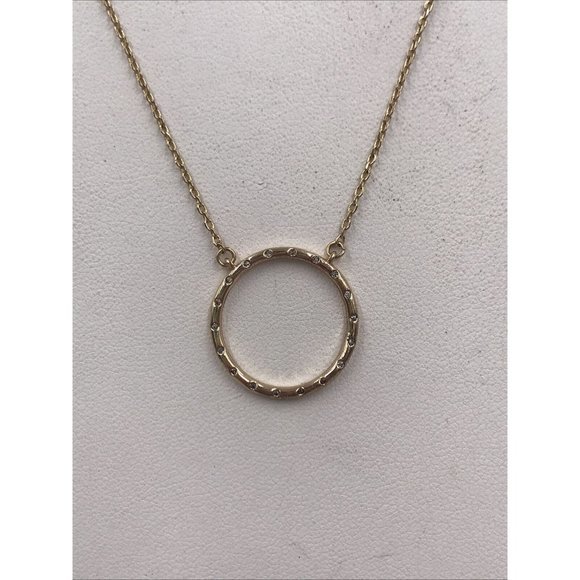signed Ettika Gold-Tone Circle 18k plated Rhinestone Crystals Necklace‎ 22" - Picture 1 of 4